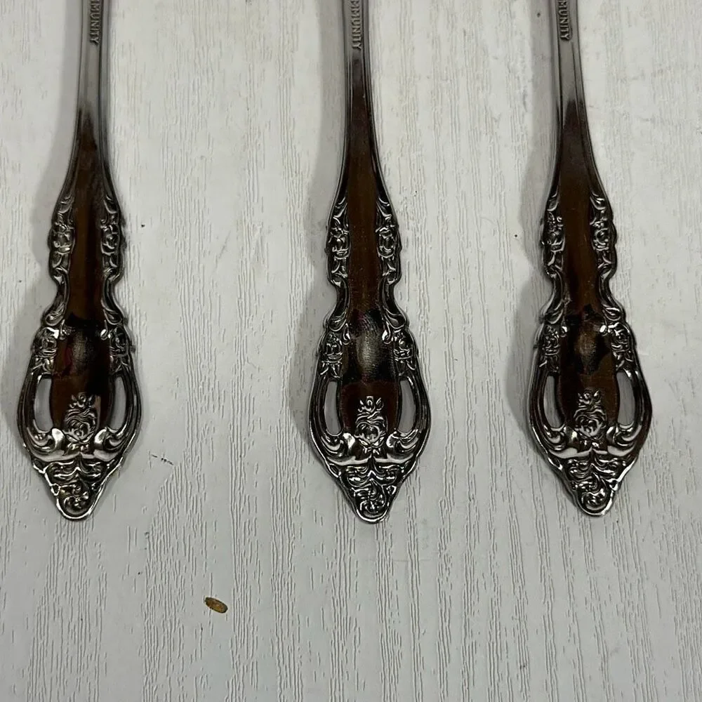 Oneida Community BRAHMS Stainless Steel 3‎ Salad Forks Silverware Flatware